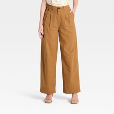Women Linen Trouser Pants - A New Day Tan M