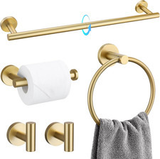 5 Piece Bathroom Accessories Set Brushed Gold Bathroom Hardware Set 23.6 Inch