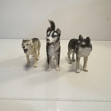 Schleich 3x Wolf & Husky Bundle - 2x Wolf & 1 Husky Wild Life Animal Toy