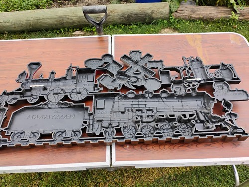 Placa de arte de pared de escena de ferrocarril de tren grande 1973 de colección Burwood Prod Company! - Imagen 22 de 24