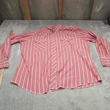 Wrangler Shirt Mens XL Red Striped Pearl Snap Long Sleeve Western Classic VTG
