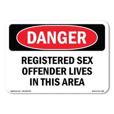 Registered Sex Offender Lives In This Area ANSI Danger Sign Metal Plastic Decal