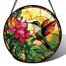 Stained Glass Hummingbird Suncatcher - Window Decoration for Bird Lovers