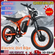 Cheevalry 6000W Dual Motor 52V 32AH Electric Dirt Bike E-Bike E-Motobike Adults