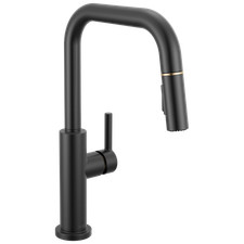 Delta 19868LF-GZ Single Handle Pull-Down Faucet Matte Black/Champagne Bronze