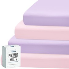 Pack and Play Sheets Fitted 4 Pack, Breathable Baby Playard Mattress Sheet Co...
