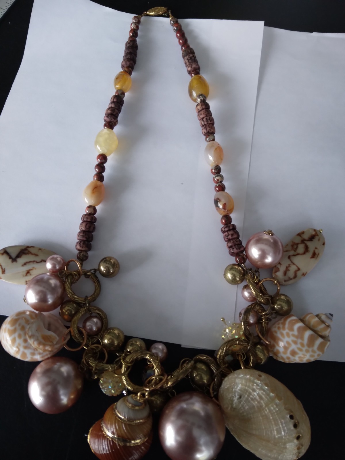 2 pc. Statement Seashell necklace set in gold, la… - image 4