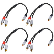 RCA Y-Adapter Splitter Cable 4Pack,1 RCA Female to 2 RCA Male Stereo Audio Video