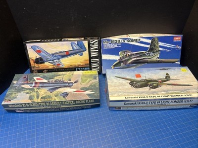 Lot of 4 Models Hasegawa bomber navy komet Mitsubishi Ki-51/Sonia/Type99 1/72