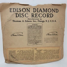 Van Brunt / Thomas Only To See / Tis But 10" Vinyl Record Edison Disc ex
