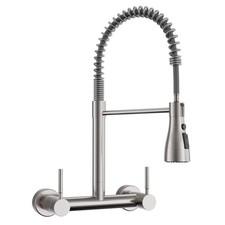 Wall Mount Kitchen Faucet with Pull Down Sprayer 3 Functions, 304 Stainless S...