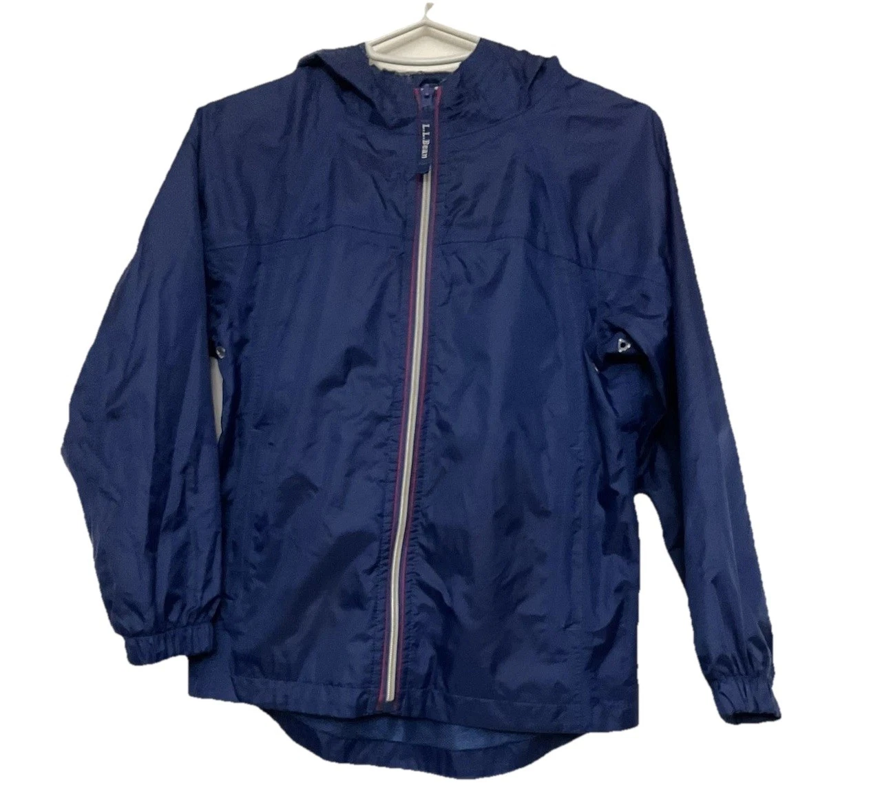 LL Bean Windbreaker Jacket Lightweight Raincoat Packable Navy Blue 8 Unisex Kids