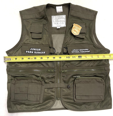 Gilet Ranger Junior Jeunesse XL Vert Maille - Poches Multiples Et écussons