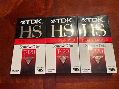 TDK Sound & Color T-120HS Super Avilyn Plus SEALED T1202/246m VHS 3 Blank Tapes