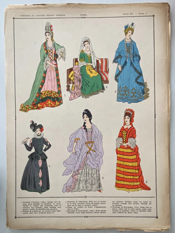 Storia DC Costume Femminile Francese Modi Sotto Luigi XIV - Immagine 4 di 4