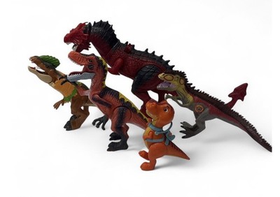 Lot 5 Dinosaur Action Figures Mixed Brands Jurassic T-Rex Raptor Dino Toys