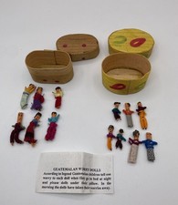 Vintage Guatemalan Miniature Worry Dolls w/ BOX  Paper Hand Crafted 2-Sets