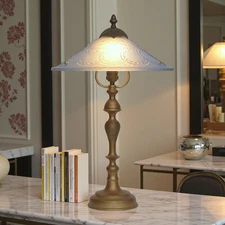 Art Deco Table Lamp "BLUE LINE" Brass Lamp Unique Piece Desk Light