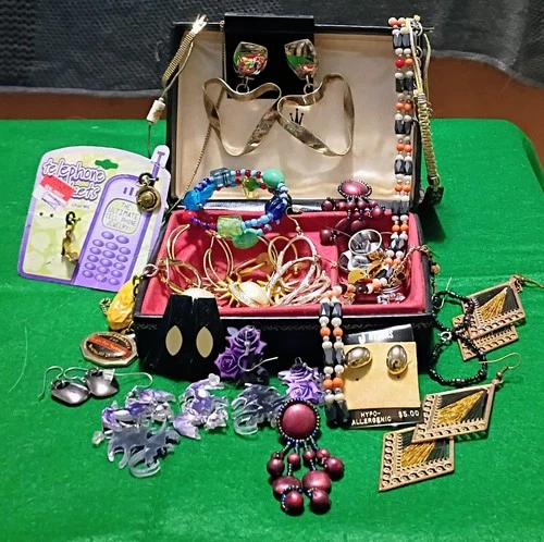 Lot of VTG & Modern, Costume Jewelry with Box, Approx 36 PCS.