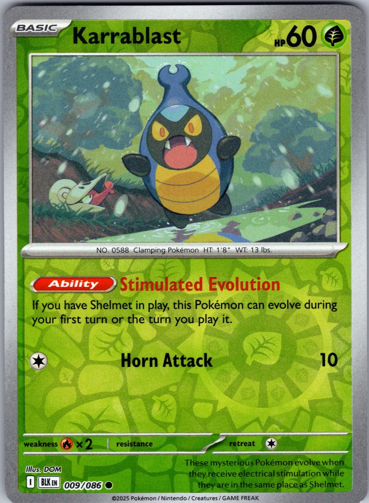 Sv: Black Bolt Pokémon TCG Karrablast 9/86 Reverse Holo Near Mint