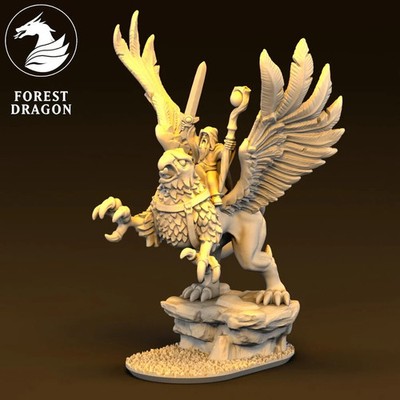 Forest Dragon - Imperial Mage on Griffon (10mm Epic Scale Fantasy Miniatures)