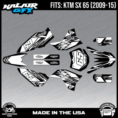Graphics Kit for KTM 65SX SX65 (2009-2015) SX 65  Rugged-White