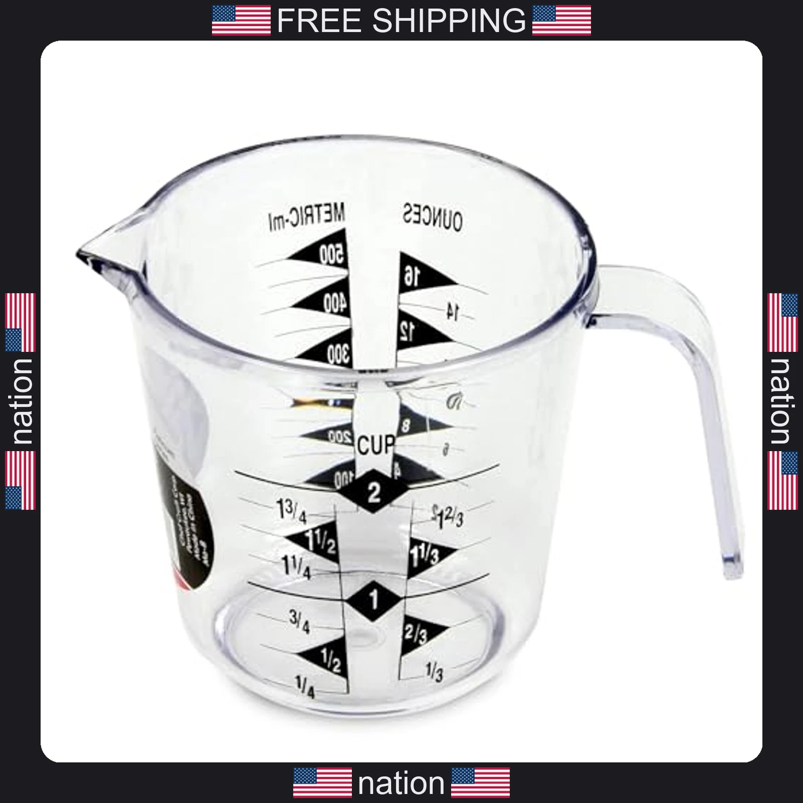 Chef Craft Select Plastic Measuring Cup, 2 Cup, Clear