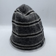 Attaboy Wool Knit Beanie Men’s Gray Black White Stripe Made In USA