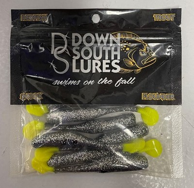 DOWN SOUTH LURES BURNER SHAD PURPLE REIGN CHARTREUSE TAIL3 INCH