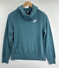 Nike Hoodie Women  s Small Teal Green Fleece Lined Funnel Neck Kangaroo Pockets