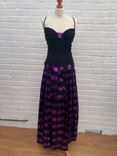 Terence Nolder Vintage Black/ Purple Long Evening Dress Size UK 10