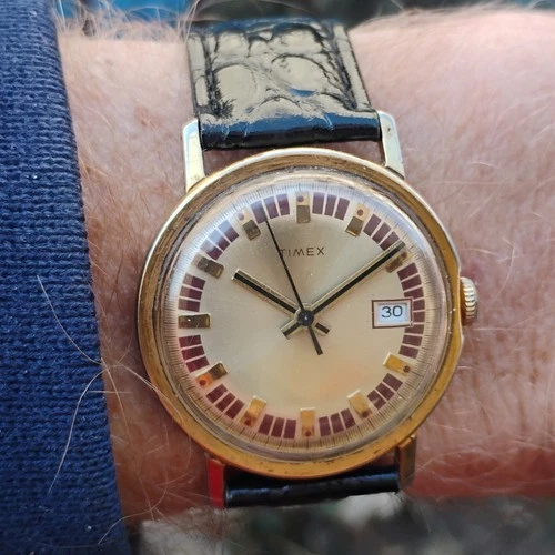 1974 Timex Mercury, Gold Tone, With Date, Runs