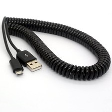 Coiled USB to Micro USB Cable Spring Spiral USB 2.0 Male to Micro B Male Conn...
