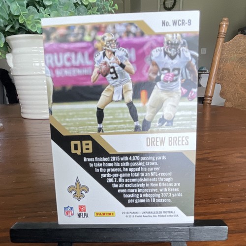 2016 Panini Unparalleled World-Class Records Drew Brees Saints Insert 1 of 1 - Afbeelding 3 van 3