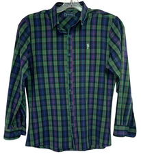 William Murray Golf Sz Medium Multicolored Plaid Button Down Vented Shirt (R16)