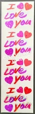HAMBLY STUDIOS PRISMATIC / GLITTER STICKERS * I LOVE YOU * HEARTS * VINTAGE RARE