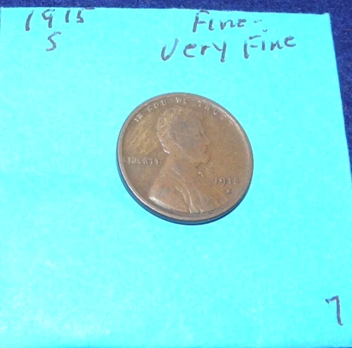 1915 S  WHEAT CENT     FINE - VERY FINE   # 7