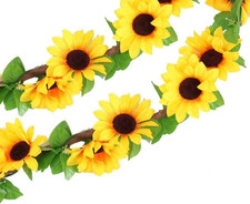 4 Packs 8.5ft/Pcs Artificial Sunflower Garland Silk Sunflower Vine Yellow Flower