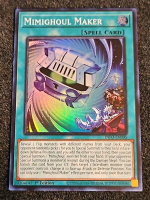 yugioh card maker game Mimighoul INFO-EN095 - Super Rare 1st Ed - NM - In Hand Card Maker Creator for YGO