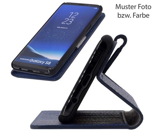 Funda De Teléfono De Cuero Verdadero Plegable En Caqui Para Samsung Galaxy S8 - Imagen 7 de 7