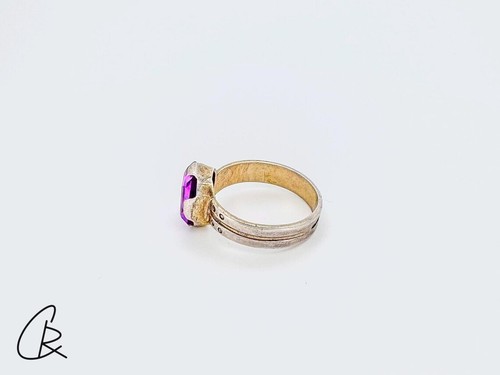 Vintage-Ring aus 875er Silber mit vergoldetem synthetischem Rubin,UdSSR/Ø 18 mm/ - Bild 5 von 10