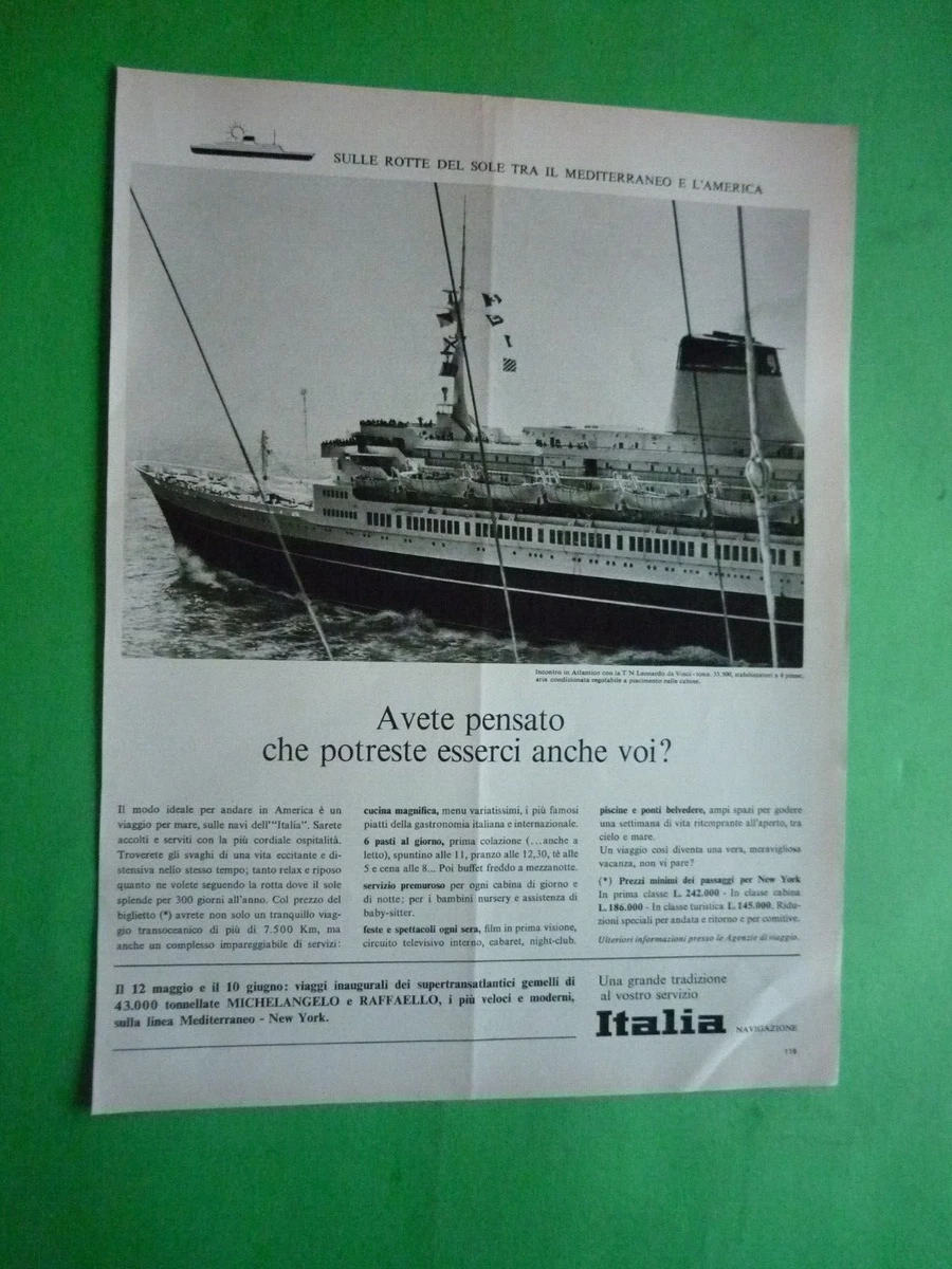 1965 Advertising' Vintage Italy Italian Line Navigation Ship