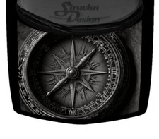 Grayscale Metallic Rustic Style Compass Hood Truck Wrap Vinyl Car Graphic Decal