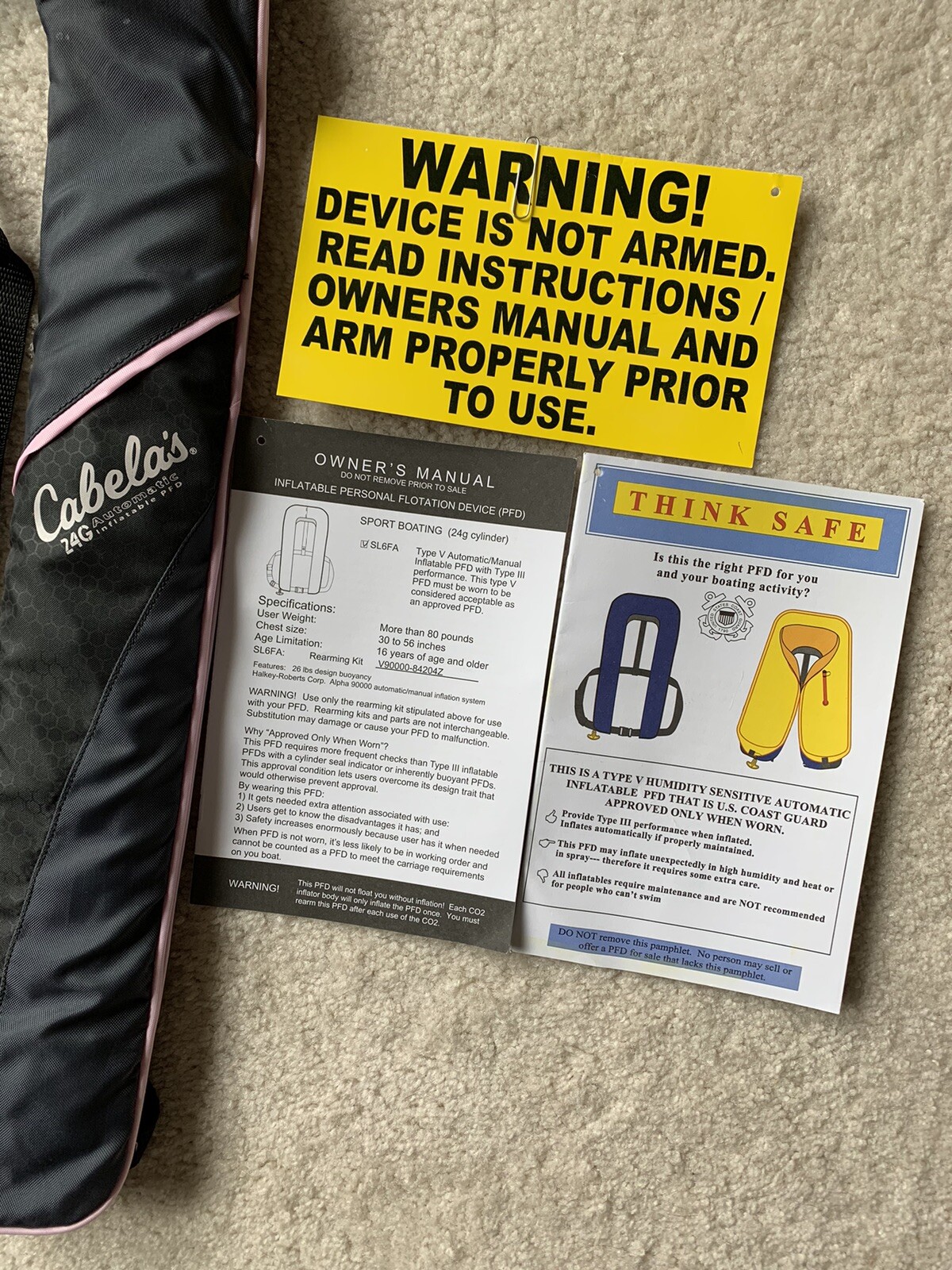 CABELA'S Inflatable V PFD Adult Life Jacket Approved 24G Automatic Life Vest eBay