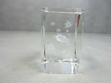 3D Laser Etched Crystal Cube Under Water Fish Paperweight
