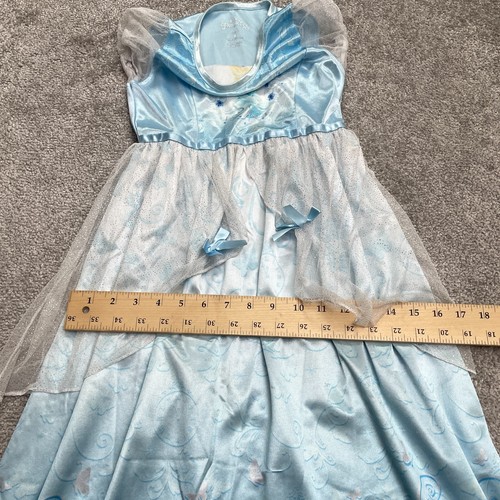 Disney Princess Cinderella Satin Dress Girls Kids 8 Blue Fantasy Gown Costume - Picture 12 of 14