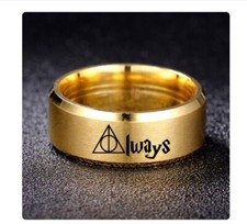 Anillo mágico de Harry Potter triángulo de las Reliquias de la Muerte Hogwarts dorado acero inoxidable