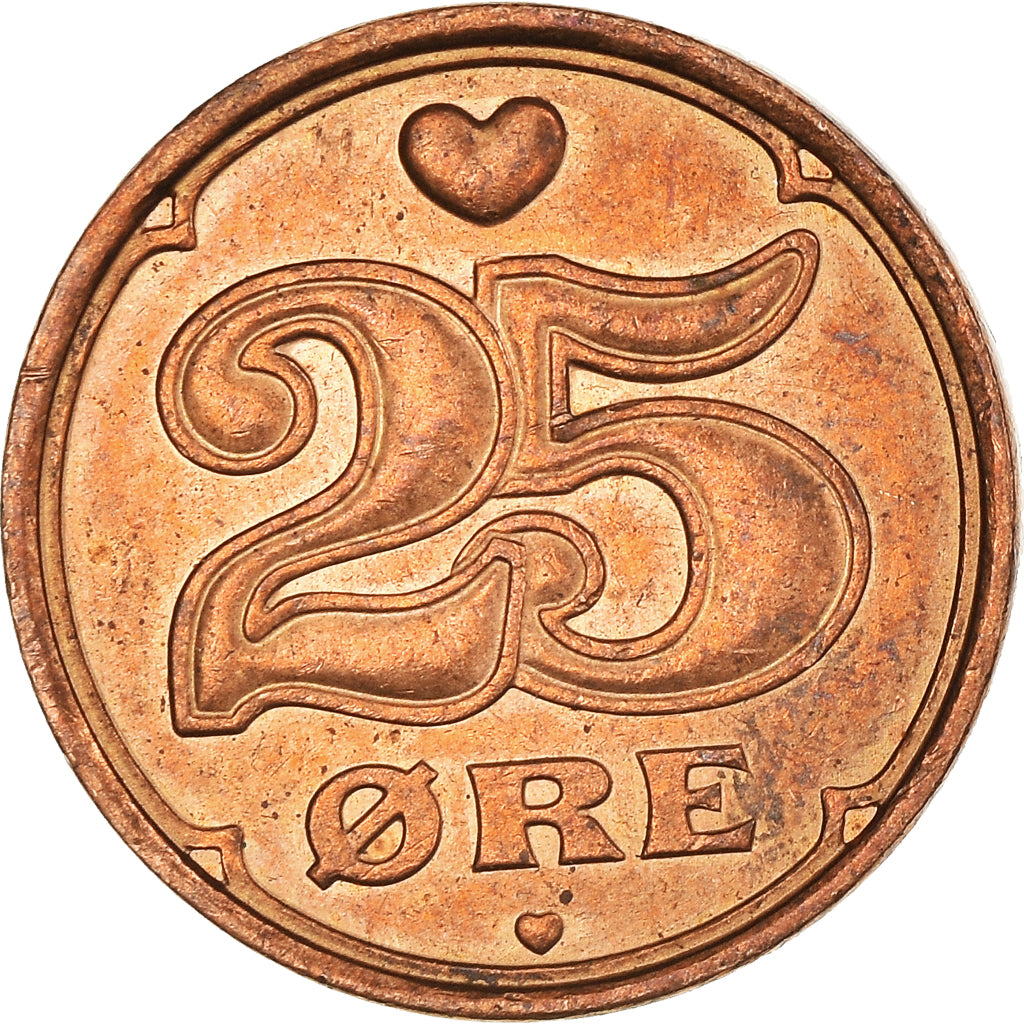 Danish Coin 25 Øre | Queen Margrethe II | Christian V | Denmark
