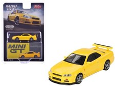 NISSAN SKYLINE GT-R R34 V-SPEC RHD LIGHTNING YELLOW 1/64 BY MINI GT MGT00762