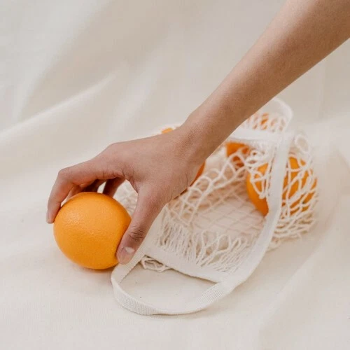 Mesh Shopping Bag Pack of 2 Natural Organic Cotton Biogradable & Eco-Friendly  - Image 4 of 4